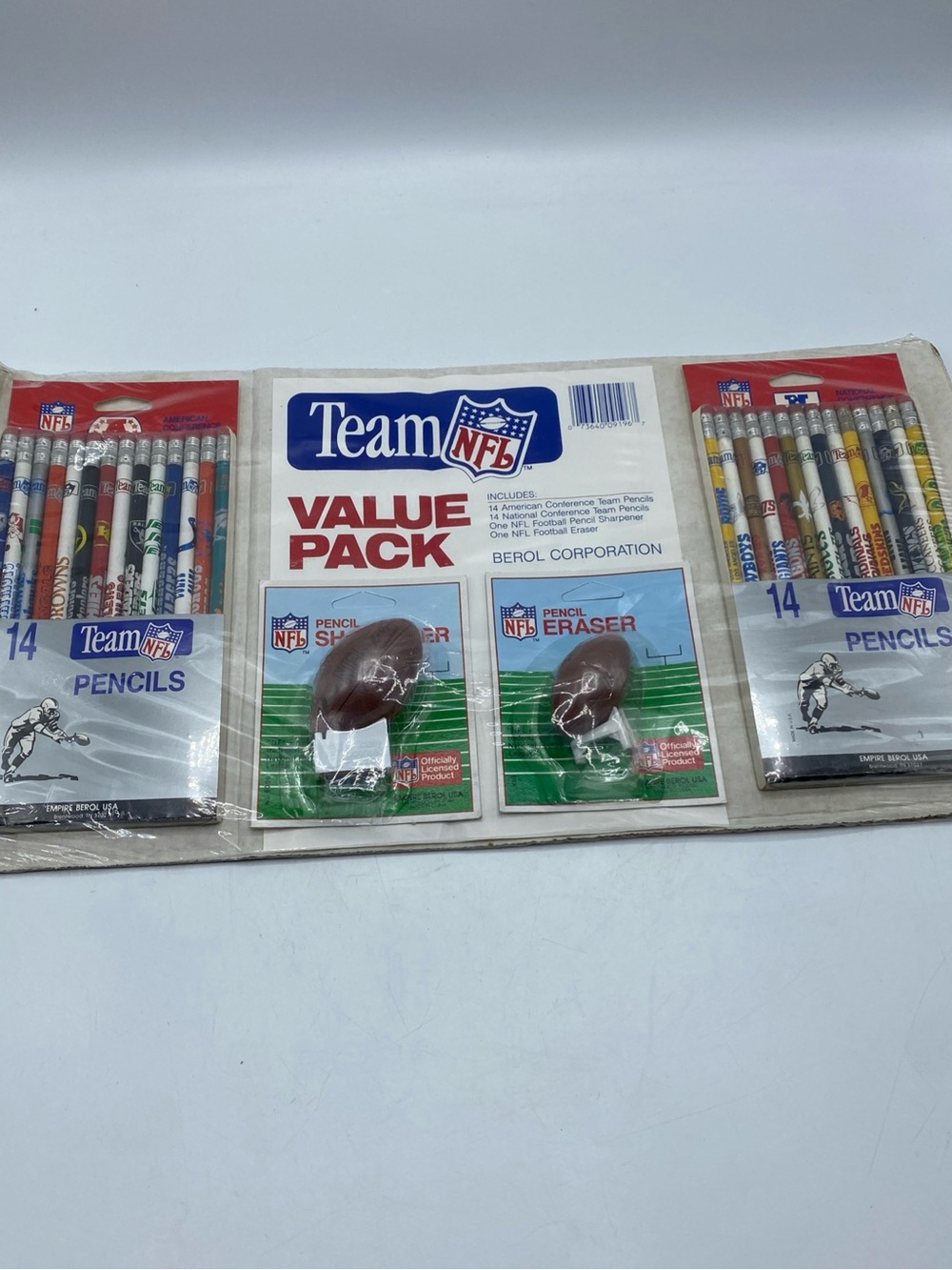 Vintage 1980s 28 NFL Team Pencils Value Pack With Football Eraser & Sharpener